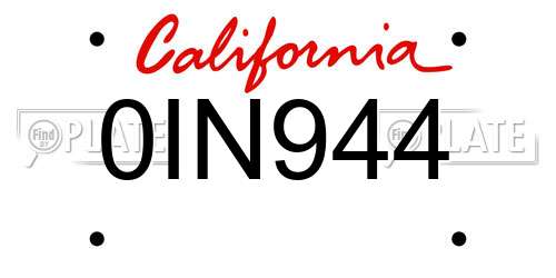 0IN944 California License Plate