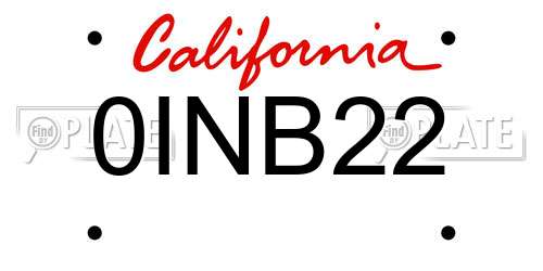 0INB22 California License Plate
