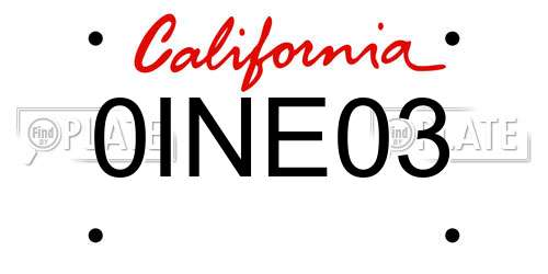 0INE03 California License Plate