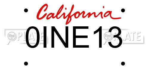 0INE13 California License Plate