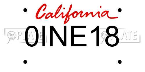 0INE18 California License Plate