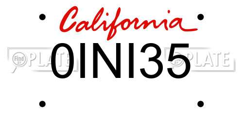 0INI35 California License Plate