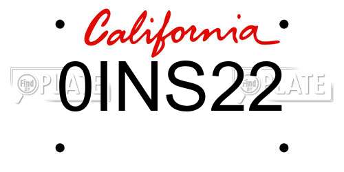 0INS22 California License Plate