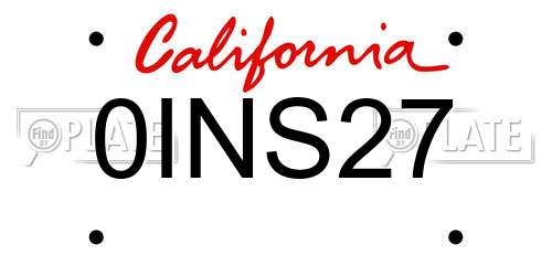 0INS27 California License Plate