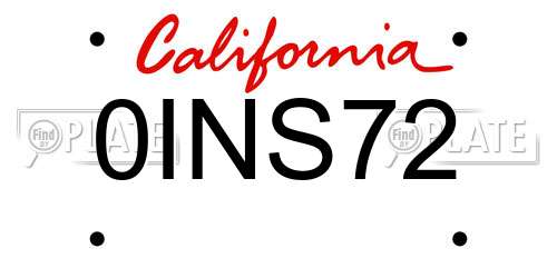 0INS72 California License Plate