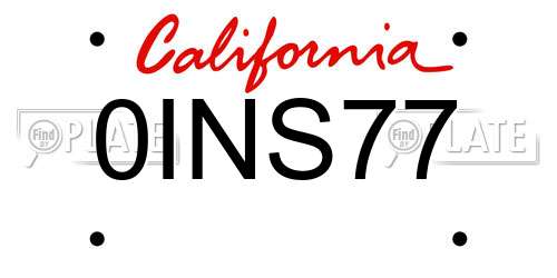 0INS77 California License Plate