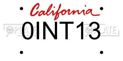 0INT13 California License Plate
