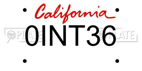 0INT36 California License Plate