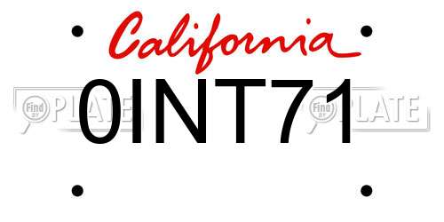 0INT71 California License Plate