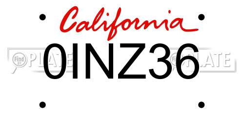 0INZ36 California License Plate