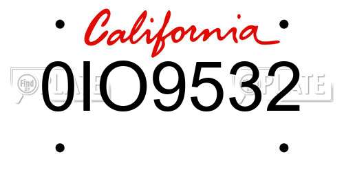 0IO9532 California License Plate