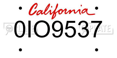 0IO9537 California License Plate
