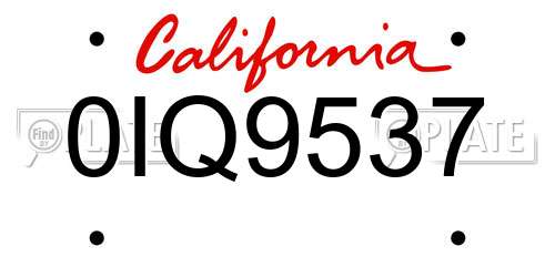 0IQ9537 California License Plate