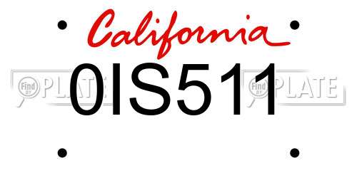 0IS511 California License Plate
