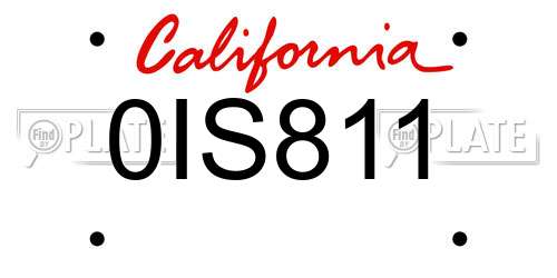 0IS811 California License Plate
