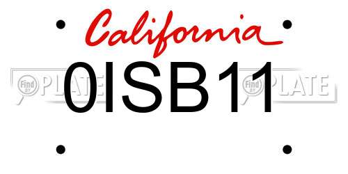 0ISB11 California License Plate