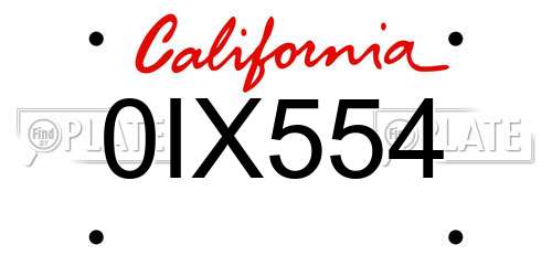 0IX554 California License Plate