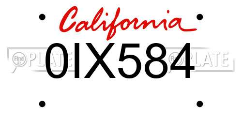 0IX584 California License Plate