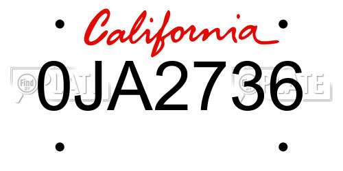 0JA2736 California License Plate