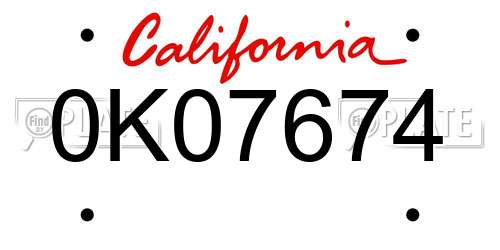 0K07674 California License Plate