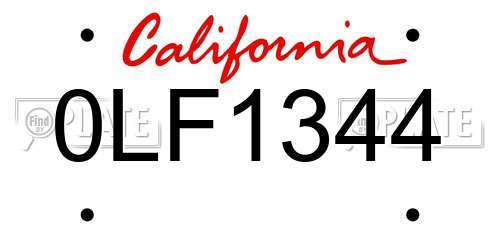0LF1344 California License Plate