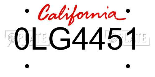 0LG4451 California License Plate