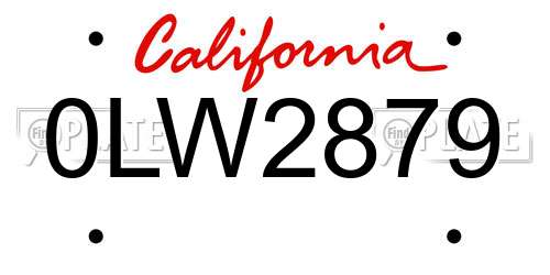 0LW2879 California License Plate