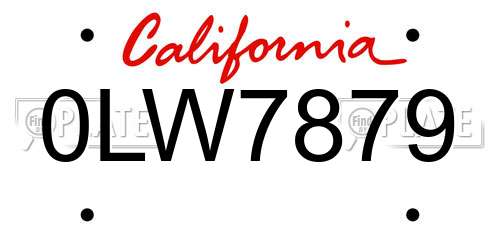 0LW7879 California License Plate