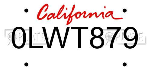 0LWT879 California License Plate