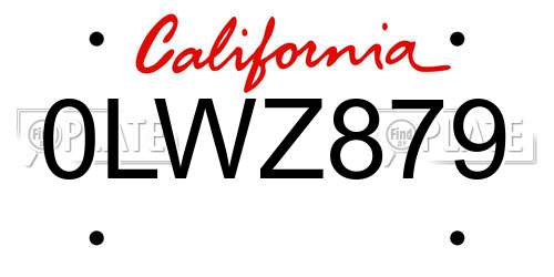 0LWZ879 California License Plate