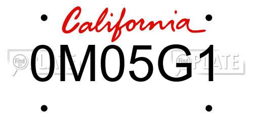 0M05G1 California License Plate