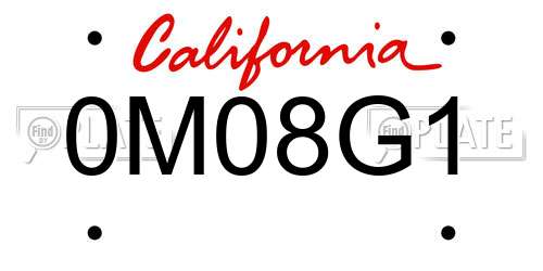 0M08G1 California License Plate