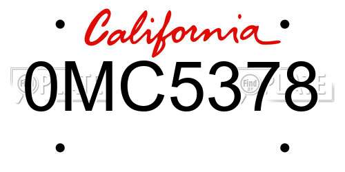 0MC5378 California License Plate