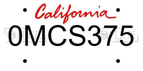 0MCS375 California License Plate