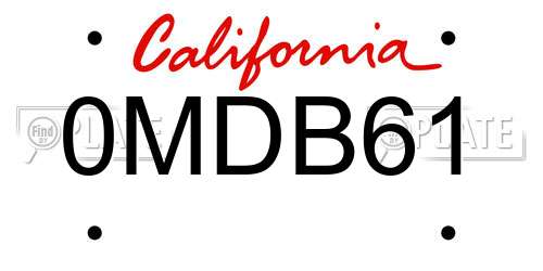 0MDB61 California License Plate
