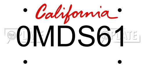 0MDS61 California License Plate