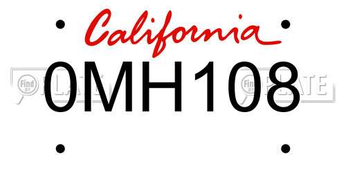 0MH108 California License Plate