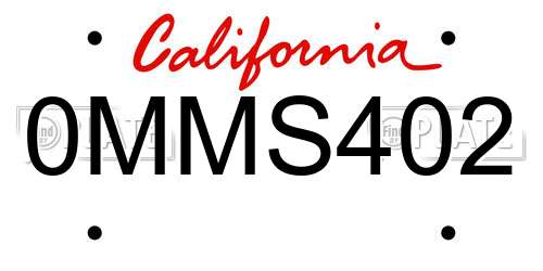0MMS402 California License Plate