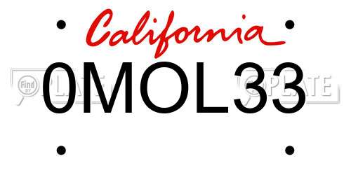 0MOL33 California License Plate