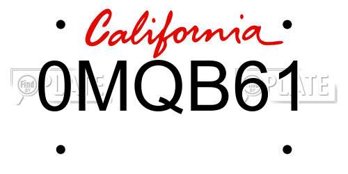 0MQB61 California License Plate