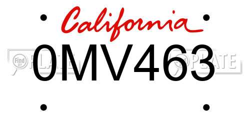 0MV463 California License Plate
