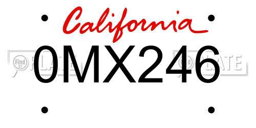 0MX246 California License Plate