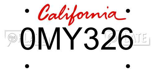 0MY326 California License Plate
