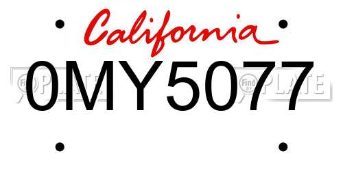 0MY5077 California License Plate