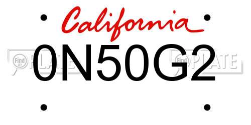 0N50G2 California License Plate
