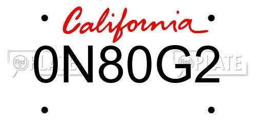 0N80G2 California License Plate