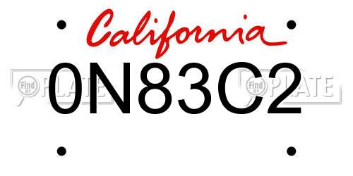 0N83C2 California License Plate