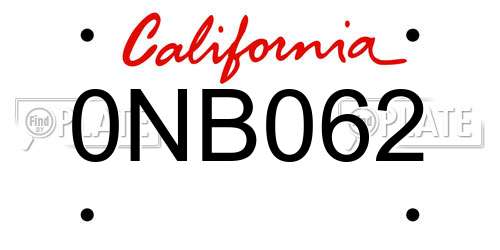 0NB062 California License Plate