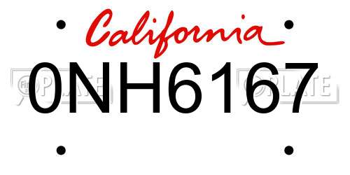 0NH6167 California License Plate