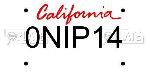 0NIP14 California License Plate